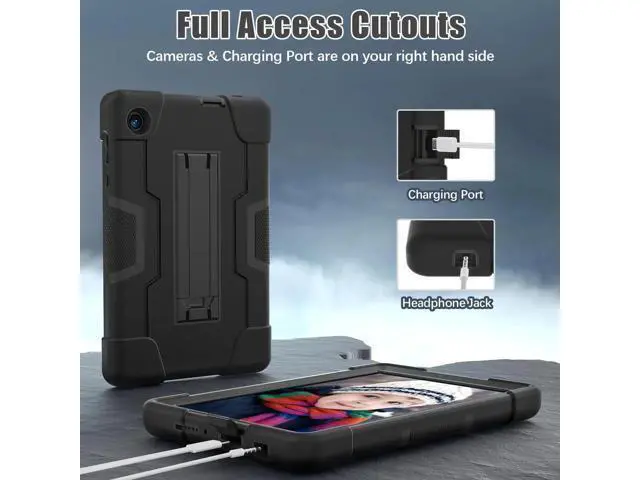 Alt view image 9 of 14 - Protective Case For TCL Tab 8 LE Model 9137W) / TCL Tab 8 WiFi Model 9132X, Shockproof Cover with Kickstand + Universal Stylus Pen