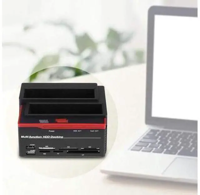 Alt view image 8 of 10 - Dual-Bay 2.5"/3.5" Hard Drive Dock Station IDE HDD Enclosure Docking Dock Station USB2.0 Hub Card Reader