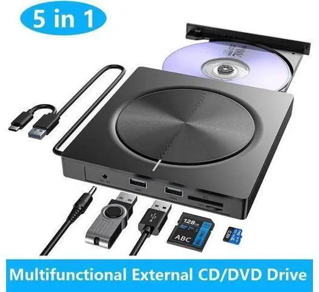 Alt view image 8 of 14 - External CD/DVD Drive for Laptop, 5 in 1 Portable DVD Player DVD Reader Writer ROM Drive, USB 3.0 CD Burner External Disk Drive Compatible with Laptop Desktop,Windows 11/10/8/7 Linux MacOS