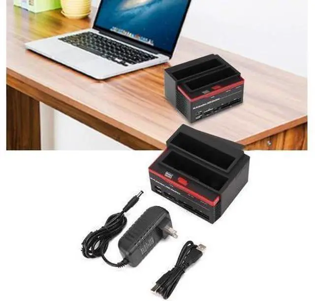 Alt view image 7 of 10 - Dual-Bay 2.5"/3.5" Hard Drive Dock Station IDE HDD Enclosure Docking Dock Station USB2.0 Hub Card Reader