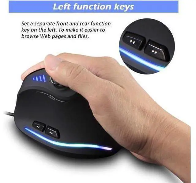 Alt view image 11 of 14 - ZEERKEER Ergonomic Vertical Mouse, RGB Wired Vertical Gaming Mouse with Joystick, 10000 Max DPI and 11 Programmable Buttons for Gamers, Computer