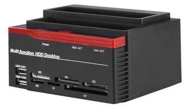 Alt view image 6 of 10 - Dual-Bay 2.5"/3.5" Hard Drive Dock Station IDE HDD Enclosure Docking Dock Station USB2.0 Hub Card Reader