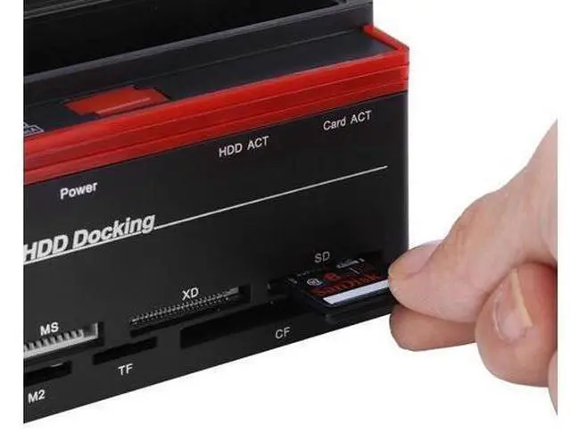 Alt view image 9 of 10 - Dual-Bay 2.5"/3.5" Hard Drive Dock Station IDE HDD Enclosure Docking Dock Station USB2.0 Hub Card Reader