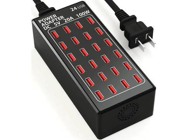 Alt view image 8 of 14 - USB Charging Station, 24 Port 100W (20A) Multiport USB Charger Station with Intelligent Detection for Smartphones,Tablets and More, Suitable for School Hotel Mall Shop Travel