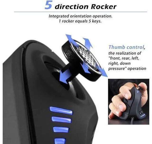 Alt view image 9 of 14 - ZEERKEER Ergonomic Vertical Mouse, RGB Wired Vertical Gaming Mouse with Joystick, 10000 Max DPI and 11 Programmable Buttons for Gamers, Computer