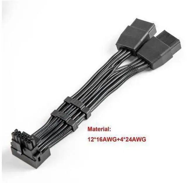 Alt view image 8 of 12 - Aomoproing 12VHPWR 90 Degree Adapter to 2X 8Pin: 16AWG 16 PIN GPU Right Angle PCI-E 5.0 Extension for for Graphic Card GPU 12+4pin RTX 3090Ti 4070Ti 4080 4090 (Type A)