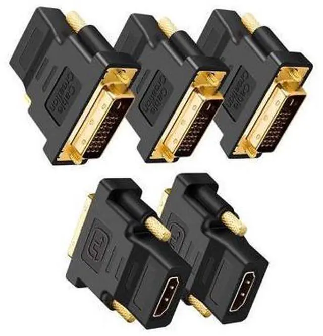 Alt view image 8 of 14 - DVI to HDMI Adapter, 5-Pack Bi-Directional DVI-D(24+1) Male to HDMI Female Converter, Support 1080P 3D for PS3, PS4, TV Box, Blu-ray, Projector, HDTV