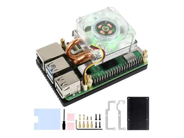 Alt view image 8 of 14 - Low-Profile ICE Tower CPU Cooling Fan, Compatible with Raspberry Pi 5, U-Shaped Copper Tube, Cooling Fins, Cooler with Colorful RGB LED