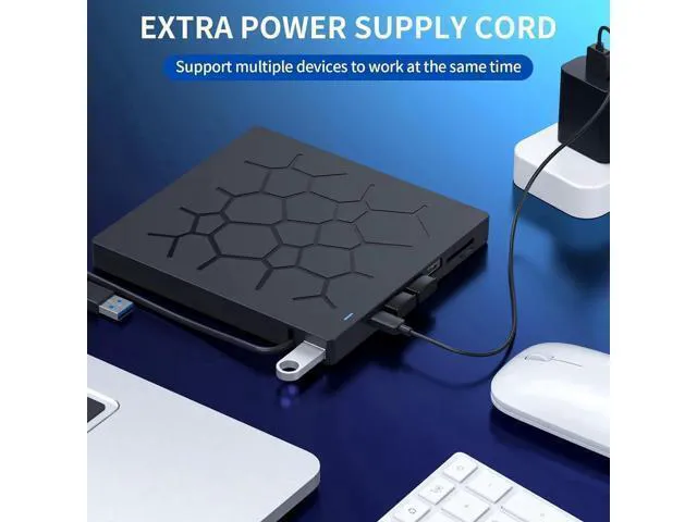 Alt view image 10 of 14 - External CD/DVD Drive for Laptop, 7 IN 1 USB 3.0 Type C Portable DVD Player, CD ROM Burner Writer, External Disk Drive, Optical Drive Compatible with Laptop, PC, MacBook, Windows, Mac, Linux OS