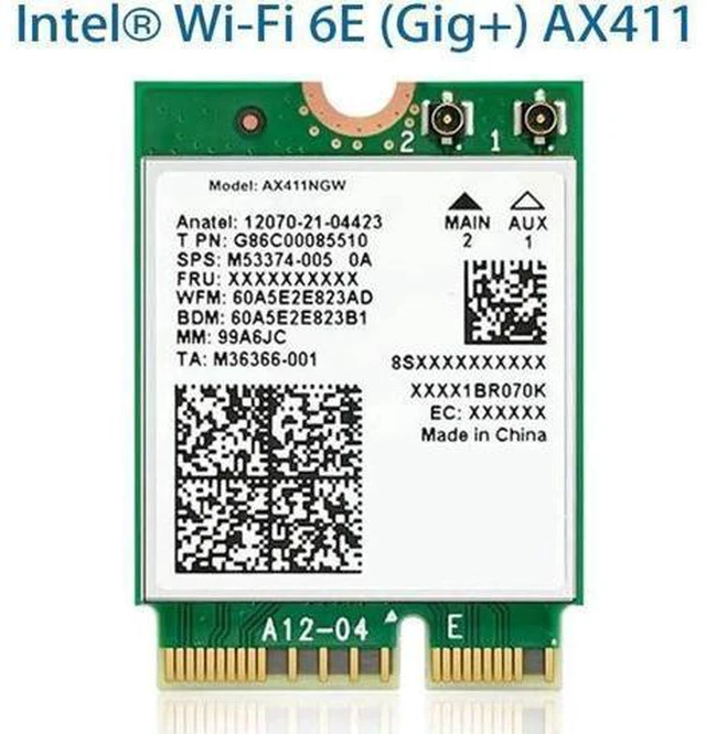 Alt view image 8 of 14 - Wi-Fi 6E AX411 Intel Killer AX1690i WIFI 6E Speed 2.4 Gbps 802.11ax 2.4/5/6GHz Bluetooth 5.3 BT5.3