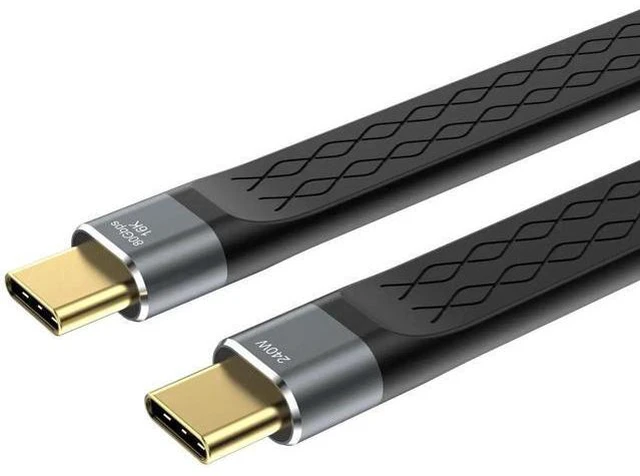 Alt view image 8 of 14 - Aomoproing Thunderbolt 5 80Gbps 2pcs/Lot USB 4 Extension 12CM Flat Short Data Transmissions Cable Male to Male 240W Quick Charge 16K Video Connection Compatible with MacBook