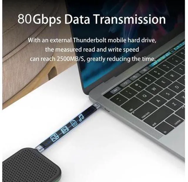 Alt view image 9 of 14 - Aomoproing Thunderbolt 5 80Gbps 2pcs/Lot USB 4 Extension 12CM Flat Short Data Transmissions Cable Male to Male 240W Quick Charge 16K Video Connection Compatible with MacBook