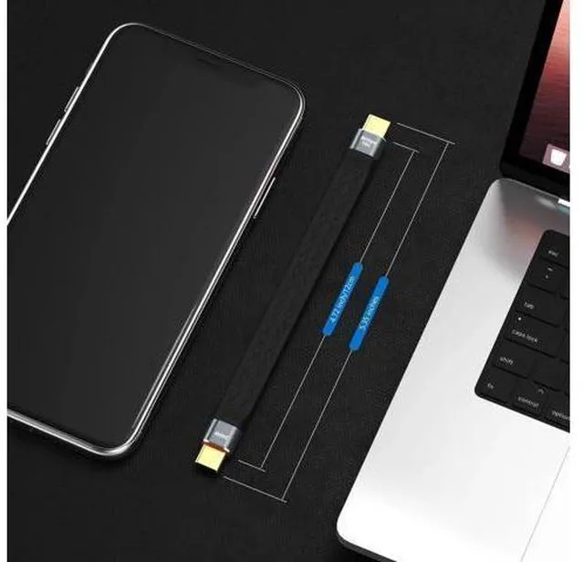 Alt view image 10 of 14 - Aomoproing Thunderbolt 5 80Gbps 2pcs/Lot USB 4 Extension 12CM Flat Short Data Transmissions Cable Male to Male 240W Quick Charge 16K Video Connection Compatible with MacBook