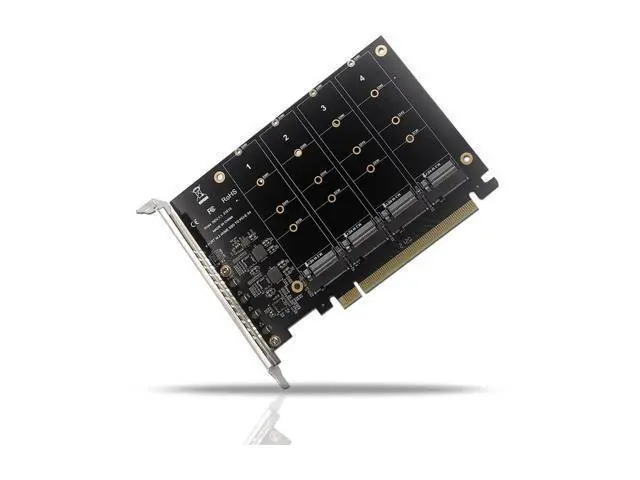 Alt view image 6 of 10 - 4 Port NVMe to PCI-e Host Controller Expansion Card, Support 2230 2242 2260 2280?M.2 NVME to PCIe X16 Adapter, M Key Hard Drive Converter Reader Expansion Card