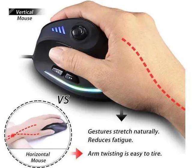 Alt view image 10 of 14 - zelotes Wired Gaming Mouse with Joystick,10000DPI,11 Programmable Buttons,Vertical Ergonomic Mouse,USB Optical Computer Mouse,PC Gaming Mouse for Laptop,PC,Black