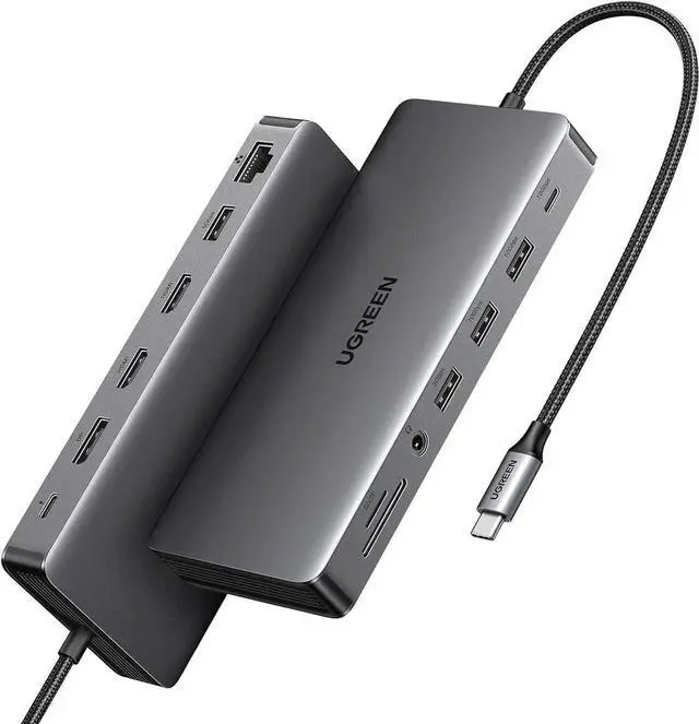 Alt view image 8 of 14 - UGREEN Revodok Pro 313 Laptop Docking Station 13 in 1 4K Triple Display USB C Dock Dual HDMI, DP, 10Gbps Data Port 100W PD Gigabit Ethernet, SD/TF Card Reader Compatible for Thinkpad, Zenbook and more