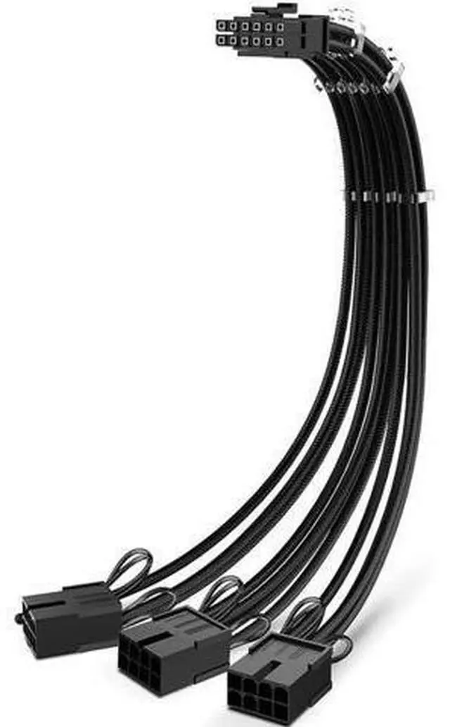 Alt view image 7 of 12 - RTX 3090TI 4090 16Pin(12+4) to 3x8Pin PCI-E 5.0 Sleeved Extension Cable,12Pin to 3x8Pin Compatible 3090ti and RTX4090 4080 Series,13inch with Cable Combs(16AW Black)