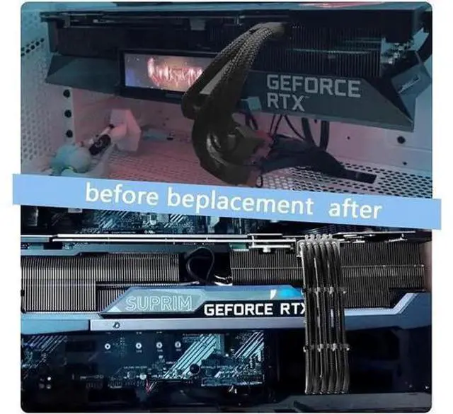 Alt view image 9 of 12 - RTX 3090TI 4090 16Pin(12+4) to 3x8Pin PCI-E 5.0 Sleeved Extension Cable,12Pin to 3x8Pin Compatible 3090ti and RTX4090 4080 Series,13inch with Cable Combs(16AW Black)