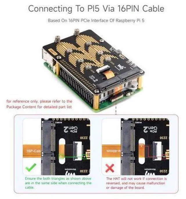 Alt view image 11 of 14 - PCIe to 2-CH M.2 HAT, Compatible with Raspberry Pi 5, Support M.2 NVMe Solid State Drive 2230 2242 2280, High-Speed Reading/Writing