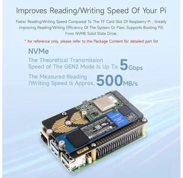Alt view image 13 of 14 - PCIe to 2-CH M.2 HAT, Compatible with Raspberry Pi 5, Support M.2 NVMe Solid State Drive 2230 2242 2280, High-Speed Reading/Writing