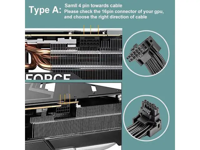 Alt view image 12 of 12 - Aomoproing 12VHPWR 90 Degree Adapter to 2X 8Pin: 16AWG 16 PIN GPU Right Angle PCI-E 5.0 Extension for for Graphic Card GPU 12+4pin RTX 3090Ti 4070Ti 4080 4090 (Type A)