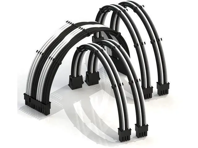 Alt view image 7 of 12 - LINKUP - 30cm Super Soft and Flexible PSU Cable Extension Sleeved Custom Mod GPU PC Braided w/Comb Kit1 x 24 P (20+4)2 x 8 P (4+4) CPU2 x 8 P (6+2) GPU Set300mm - WhiteBlack