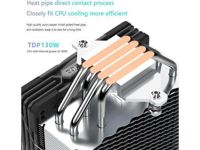Alt view image 8 of 12 - 4 Heat Pipes CPU Cooler 5V 3PIN ARGB 4PIN PWM Cooling Fan Radiator for Intel LGA 775 115X 1200 17XX AMD AM4