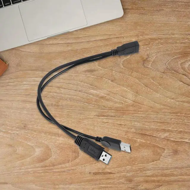 Alt view image 4 of 6 - USB Power Splitter Y Cable 2 Male to 1 Female Extension Connector for Mobile Hard Disk Enhanced Power Supply Fast Data Transfer