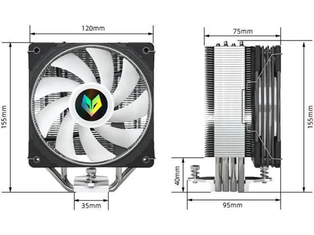 Alt view image 12 of 12 - 4 Heat Pipes CPU Cooler 5V 3PIN ARGB 4PIN PWM Cooling Fan Radiator for Intel LGA 775 115X 1200 17XX AMD AM4