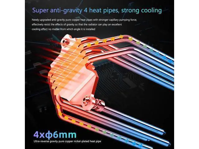 Alt view image 11 of 12 - 4 Heat Pipes CPU Cooler 5V 3PIN ARGB 4PIN PWM Cooling Fan Radiator for Intel LGA 775 115X 1200 17XX AMD AM4
