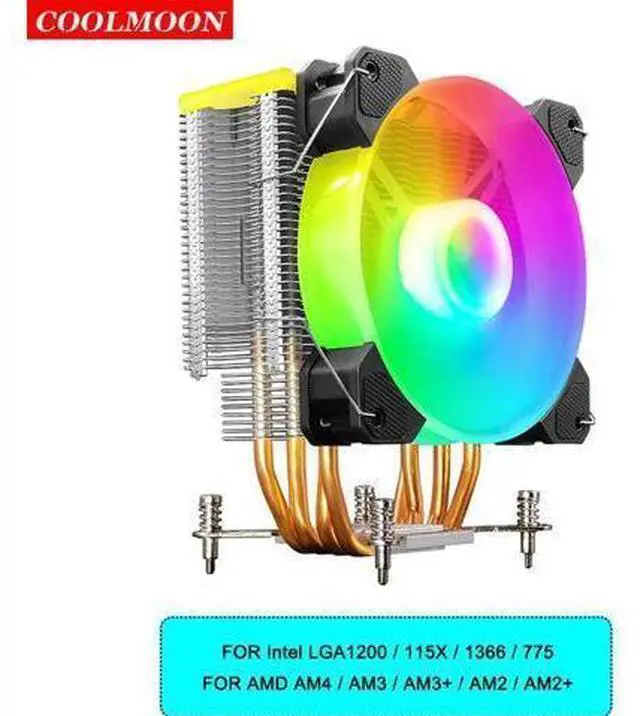 Alt view image 8 of 14 - 4 Copper Heat Pipe 5V 3Pin ARGB CPU Cooler Cooling Fan Radiator TDP 125W Heatsink for i7 i5 i3 AM4 LGA115X 1366
