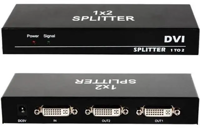 Alt view image 8 of 14 - DVI Splitter 1 in 2 Out 2 Port DVI Dual Monitors Distribution Duplicator Video Splitter (EDID Management) Support Resolution up to 4K2K/30HZ for PC Laptop DVR Projector HDTV