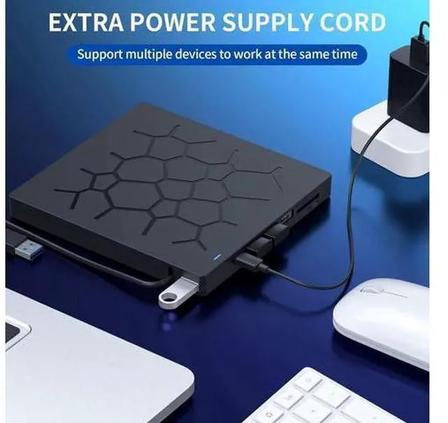 Alt view image 10 of 14 - External CD/DVD Drive for Laptop, 7 IN 1 USB 3.0 Type C Portable DVD Player, CD ROM Burner Writer, External Disk Drive, Optical Drive Compatible with Laptop, PC, MacBook, Windows, Mac, Linux OS