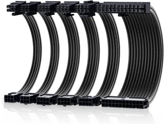 Alt view image 8 of 14 - Cable Matters 12-inch 6-Piece Sleeved PSU Extension Cable Kit (Power Supply Extension Cable, PSU Cables Kit) in Black with 24-pin ATX, 4+4 Pin EPS, 2X 8-pin PCIe, and 2X 6-pin PCIe Extension Cables