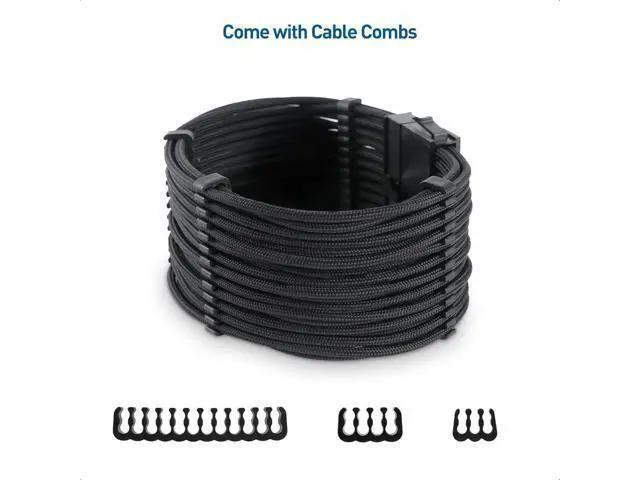 Alt view image 11 of 14 - Cable Matters 12-inch 6-Piece Sleeved PSU Extension Cable Kit (Power Supply Extension Cable, PSU Cables Kit) in Black with 24-pin ATX, 4+4 Pin EPS, 2X 8-pin PCIe, and 2X 6-pin PCIe Extension Cables