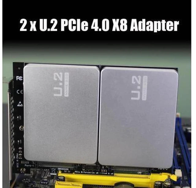 Alt view image 10 of 14 - Aomoproing PU21 Dual U.2 SSD to PCIe 4.0 X8 Adapter, Support 2 x U.2 SSD or Soft Raid, Without PCIe Splitter Function (PCIe Bifurcation Motherboard is Required)