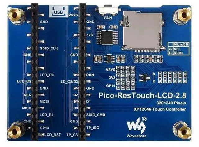 Alt view image 9 of 14 - 2.8inch Touch Display Module for Raspberry Pi Pico 262K Colors 320×240 Pixels Resistive Touch Controller XPT2046 ST7789 Driver Using SPI Bus