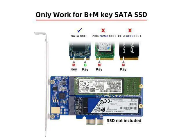 Alt view image 9 of 14 - M.2 SSD to PCI-E X1 Adapter 2 SATA SSD to PCIe 3.0/4.0 Expansion Card Adapter JMB582 Chipset with 12cm PCI-E Bracket