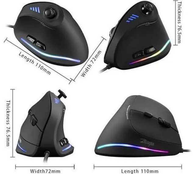 Alt view image 11 of 14 - zelotes Wired Gaming Mouse with Joystick,10000DPI,11 Programmable Buttons,Vertical Ergonomic Mouse,USB Optical Computer Mouse,PC Gaming Mouse for Laptop,PC,Black