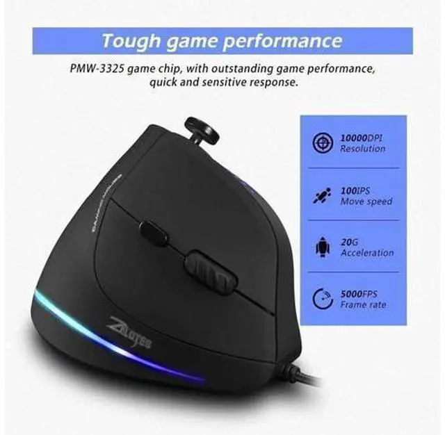 Alt view image 14 of 14 - zelotes Wired Gaming Mouse with Joystick,10000DPI,11 Programmable Buttons,Vertical Ergonomic Mouse,USB Optical Computer Mouse,PC Gaming Mouse for Laptop,PC,Black