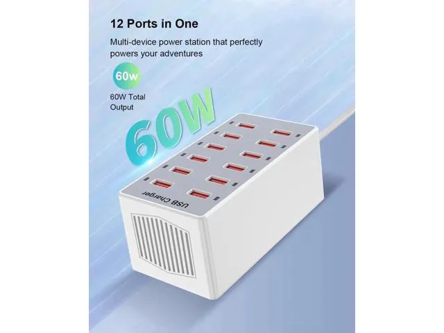 Alt view image 13 of 14 - USB Charger 12-Ports USB Charging Station for Multiple Devices USB Wall Charger Power Hub Strip Smart Plug Charging Dock Block for iPhone Xs/XR,iPad,iPod,Galaxy S9/S8,Laptops and Smart Phones 60W