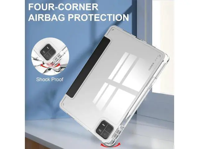 Alt view image 10 of 14 - Protective Case for Xiaomi Mi Pad 6 / 6 Pro 11 Inch 2023 with S Pen Holder, Universal Stylus Pen,Transparent Hard Shell Back Trifold Smart Stand Cover
