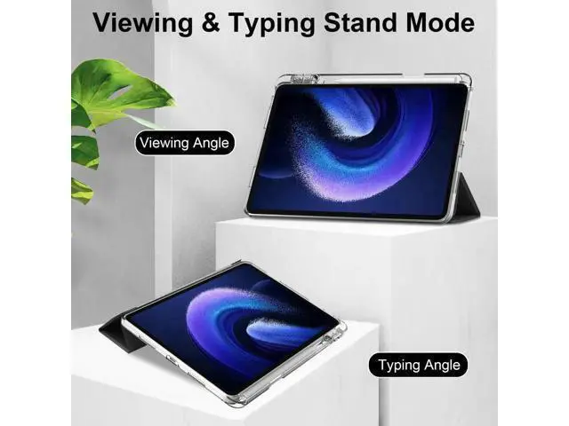 Alt view image 11 of 14 - Protective Case for Xiaomi Mi Pad 6 / 6 Pro 11 Inch 2023 with S Pen Holder, Universal Stylus Pen,Transparent Hard Shell Back Trifold Smart Stand Cover
