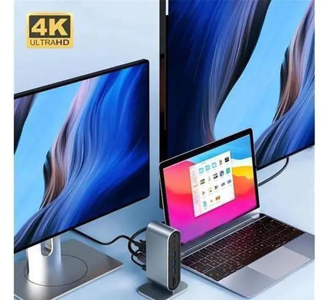 Alt view image 14 of 14 - Vertical Laptop Docking Station, 12 in 1 USB C to HDMI Adapter with 1080P VGA, 4*USB A 3.0, 100W PD, Ethernet,SD/TF,Audio Port, USB-C Data for MacBook Laptop