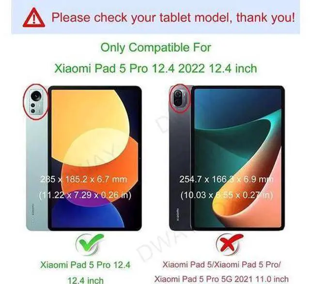 Alt view image 9 of 14 - Case for Xiaomi Pad 5 Pro 12.4 inch 2022, Tri fold Slim Lightweight Hard Shell Smart Protective Cover with Multi-Angle Stand, Universal Stylus Pen