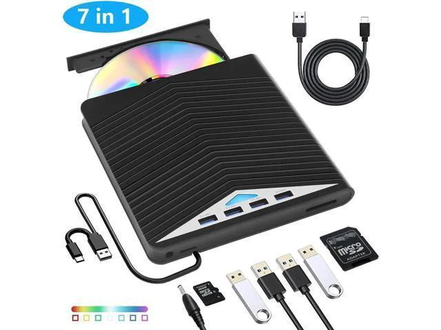 Alt view image 8 of 14 - 7 in 1 External CD DVD Drive - External CD/DVD Drive for Laptop, USB 3.0 and Type-C Portable CD DVD +/-Rw Drive Reader, DVD/CD ROM Burner Rewriter for Laptop PC Windows 11/10/8.1/7/Linux, MacOS