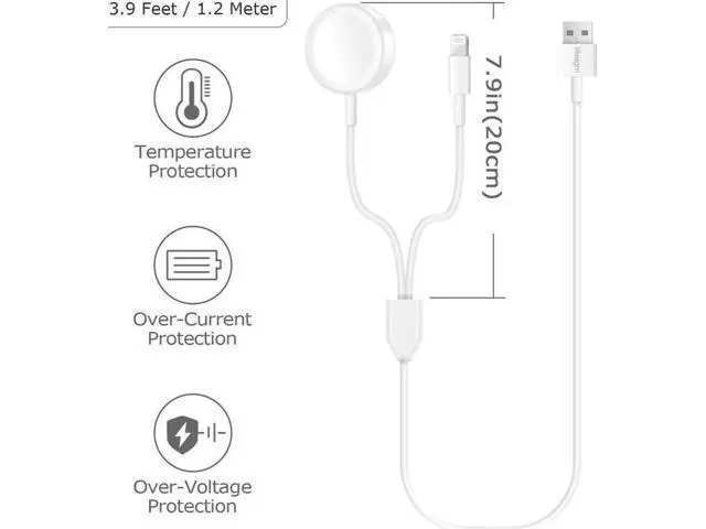 Alt view image 9 of 14 - Apple Watch Charger, 2 in 1 iphone Charger With 3.3ft/1.0m Portable Charging Cable Compatible With for Apple Watch Series 4/3/2/1, iPhoneXR/XS/XS Max/X/8/8Plus/7/7Plus/6/6Plus/iPad4/iPad Air/iPad mini