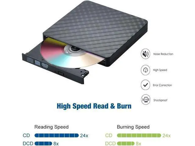Alt view image 12 of 12 - USB 3.0 External CD DVD Drive, Ultra Slim CD/DVD +/-RW Writer Burner High Speed Data Transfer DVD/CD-ROM Drive for Windows 10/8/7 Laptop Desktop Mac MacBook Pro Air iMac HP Dell LG Asus