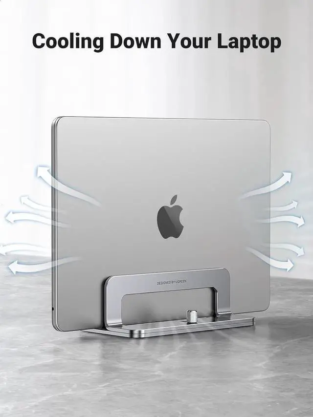 Alt view image 11 of 14 - UGREEN Vertical Laptop Stand Dock Aluminum Compatible with MacBook Pro, MacBook Air Laptop Holder for Desk Vertical Adjustable for Up to 17.3 Inch Gaming Laptop, Silver Gray