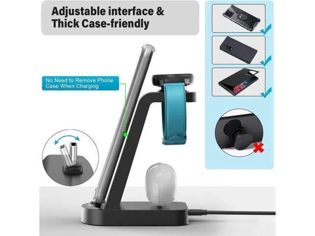 Alt view image 12 of 12 - Charging Station for Multiple Devices,3 in 1 Fast Charging Stand USB-C Charger for Galaxy Watch 5/5 Pro/4/3/Active,Galaxy S23/S22/S21/S20/S10/Note20/Note10/Z Flip 4/Z Fold 4/Galaxy Buds